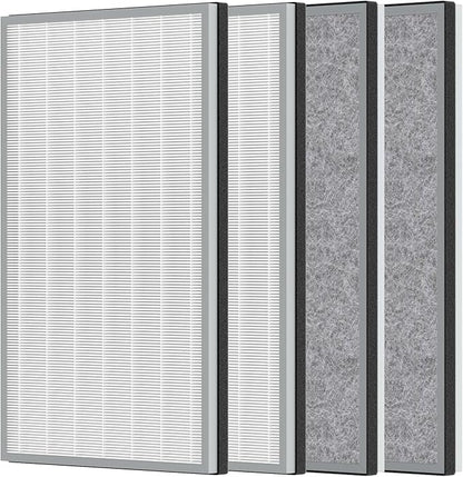 4 Packs HE601 HE602 H13 True HEPA Replacement Filter Compatible with Shark air purifi-er 6 (HE601 & HE602), Part # HE6FKPET