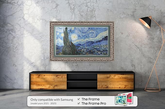 Tuscan Silver 50" Premiere Deco TV Frame - Compatible ONLY with Samsung The Frame TVs (Fits 2021-2025, LS03A, LS03B, LS03C, LS03D, LS03FA)