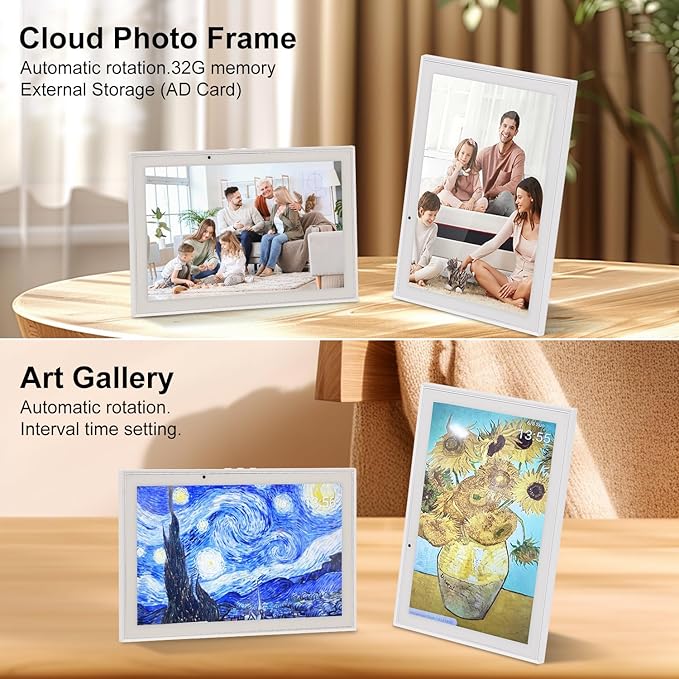 10.1 Inch Smart Digital Calendar Chore Chart Meal Planner HD Touchscreen Smart Family Planner, Hearth Display Desk Digital Calendar Seamless Scheduling(No battery)