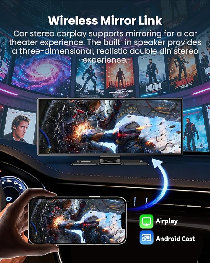Largest 11.5"Wireless CarPlay Screen for Car,Portable A-pple Car Play & Android Auto,HD Touchscreen with 4K Dash Cam,Backup Camera,Bluetooth, Navigation,Voice Control,GPS,Mirror Link, for All Vehicles