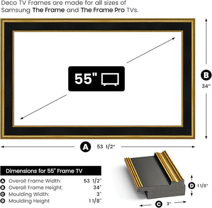 Antique Gold & Black 55" Premiere Deco TV Frame - Compatible ONLY with Samsung The Frame TVs (Fits 2021-2025, LS03A, LS03B, LS03C, LS03D, LS03FA)