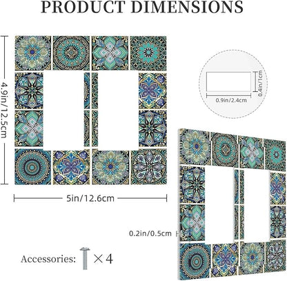 Decorative Outlet Covers Mandala Decorative Rustic Vintage Turquoise Pattern 2 Gang Double GFCI Rocker Electrical Wall Panels Light Switch Cover Plate for Bedroom Bathroom Decor