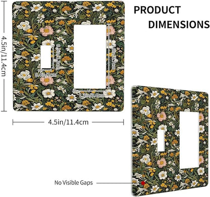 Decorative Outlet Covers Rustic Green Leaf White Daisy Yellow Floral 2 Gang Wall Plate Single Toggle 1 Rocker Light Switch Cover Switch Plate Covers Faceplate for Bedroom Home Decor