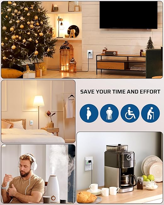 DEWENWILS 200FT Range Remote Control Outlet, No Interference Strong Signal, Indoor Wireless Outlet Switch for Lamps, Fans, Christmas Lights, 15A/1800W, ETL Listed (5 Outlets + 2 Remotes)