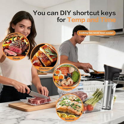1300W Sous Vide Precision Cooker Machines(2.4G WIFI), IPX7 Full Waterproof Immersion Circulator, New Quiet Brushless Motor, 6 One-Touch Presets, Effortless Gourmet Meals