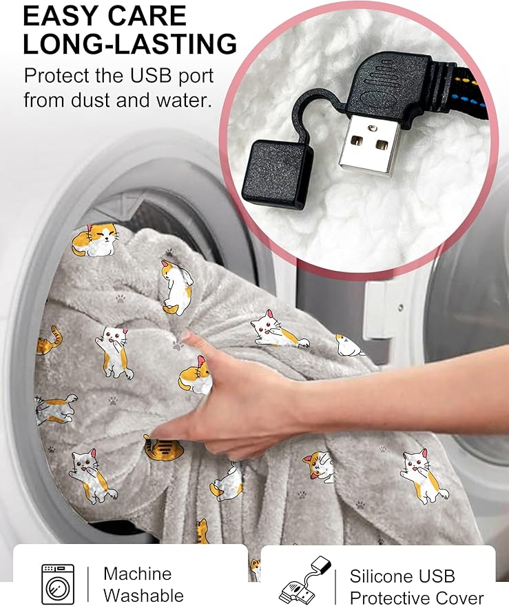 KFUBUO Heated Electric Wearable Blanket Throw Battery Operated Portable USB Cordless Outdoor Hoodie Sweatshirt