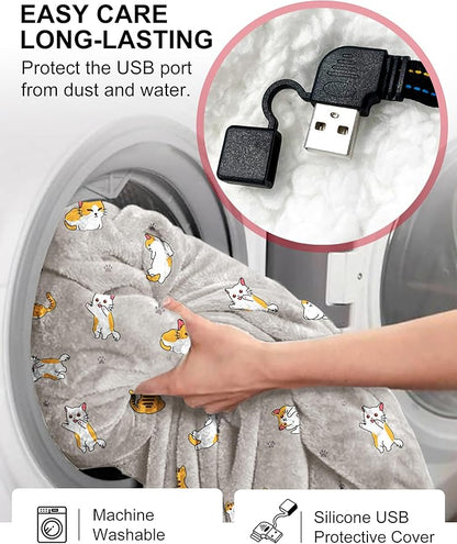 KFUBUO Heated Electric Wearable Blanket Throw Battery Operated Portable USB Cordless Outdoor Hoodie Sweatshirt