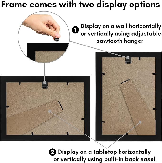 Americanflat 5.5x8.5 Picture Frame with Shatter-Resistant Glass - Signature Collection - Gallery-Style Frames Made of Engineered Wood - Photo Frame for Tabletop and Wall Display - Black