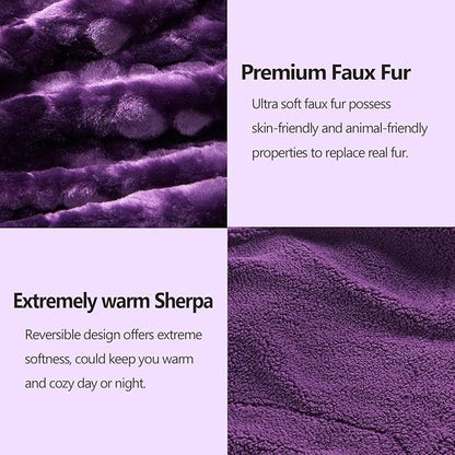 NEWCOSPLAY Super Soft Faux Fur Blanket Twin Size Dark Purple Sherpa Fuzzy Plush Warm Blanket for Sofa Bed (Dark Purple, Twin(60"x80"))