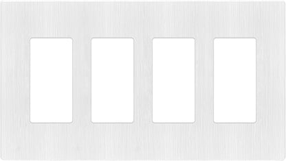 LIDER Brushed Finish Decorator Switch Cover, Screwless Wall Plate, Mid-Size 4-Gang 4.88" x 8.58", Unbreakable Polycarbonate Thermoplastic, UL Listed, LSWP-34M-BW, Brushed White