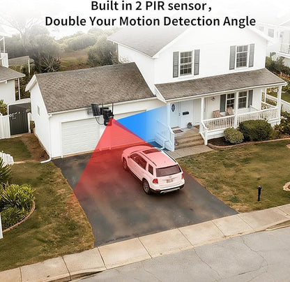 Security Cameras Wirelss Outdoor Solar Powered for Home Security, 360 View Outside Camera,Motion Detection,10x Hybrid Zoom PAN Tile,i IP-65 Weather Proof (3 Lens Hybrid Zoom)