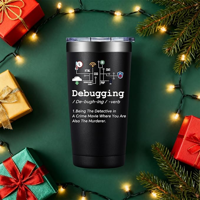 SpenMeta Christmas Computer Science Gifts - Computer Programmers Gifts for Coders, IT Tech, Geeks - 20oz Debugging Definition Tumbler Cup