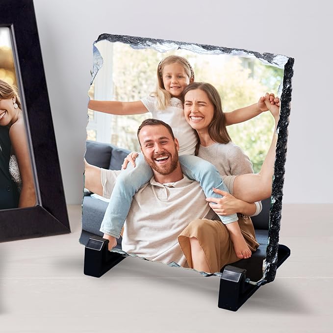 ArtPix 3D Christmas Personalized Slate Plate, Customized Xmas Photo Print Stone, Custom Picture Gift for Wife, Women, Family, Her, Him, Rock Slate Plaque Frame (Medium)
