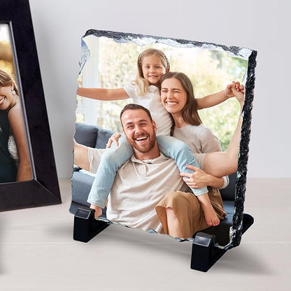 ArtPix 3D Christmas Personalized Slate Plate, Customized Xmas Photo Print Stone, Custom Picture Gift for Wife, Women, Family, Her, Him, Rock Slate Plaque Frame(Small)