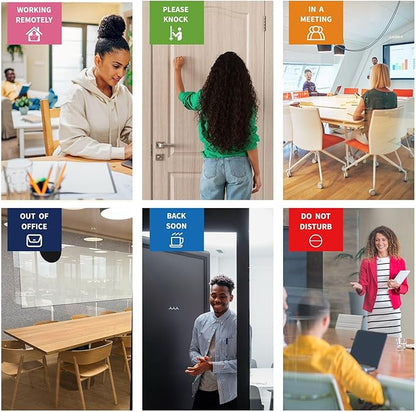 Office Door Signs 6 Options Do Not Disturb, Please Knock, In A Meeting, Out Of Office, Working Remotely Back Soon Privacy Door Slider Sign For Meeting & Conference Room Black