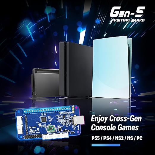 Brook Gaming GEN 5 Wired Fighting Board – Compatible with PS5, PS4, NS, NS2, and PC/Ultra-Low Latency & RGB Lighting Equipped (Exclusive Version)
