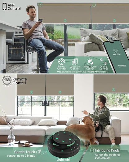Yoolax Motorized Blinds with Remote, Waterproof Smart Blinds for Windows Blackout Automatic Shades Work with Alexa Remote Control Roller Window Shades with Valance, Custom Size (Vinyl-Light Coffee)