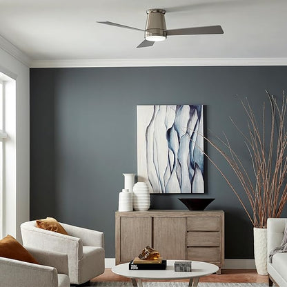 WAC Lighting Hug 3-Blade Aluminum Smart Flush Mount Ceiling Fan in Matte White
