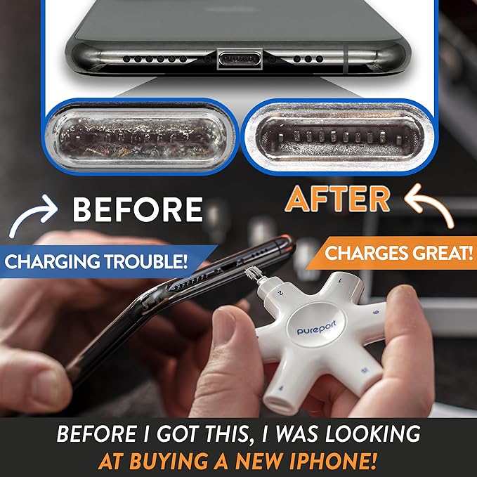 USB-C Multi-Tool Phone Cleaning Kit | Clean Repair & Restore Cell Phone Tablet & Laptop USB C Ports & Cables | Fix Unreliable & Bad Connections | Extend The Life of Your Tech Devices (Black)