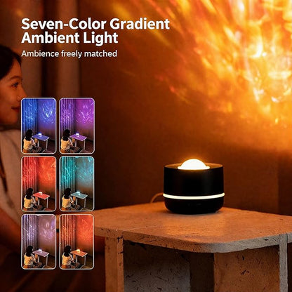 3-in-1 Galaxy Projector Humidifier & Essential Oil Diffuser, 7-Color Rotating Star Night Light with Healing Water Wave Lighting, Aromatherapy for Relaxation & Sleep, for Bedroom Home Decor