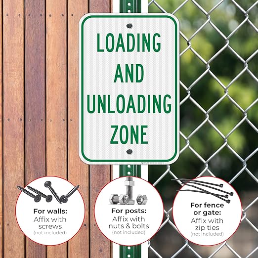 Loading and Unloading Zone Sign, 12x18 Inches, 3M EGP Reflective .063 Aluminum, Fade Resistant, Made in USA