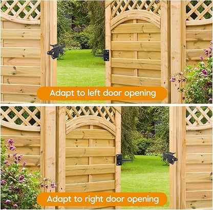 HOME MASTER HARDWARE Heavy Duty Self-Locking Gate Latch for Wooden Fence, Post Mount Automatic Gate Lock, Fence Gate Latch for Pool/Outdoor Garden/Vinyl, Black Finish