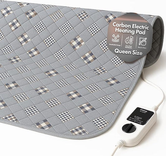 GML Bedding Heated Mattress Pad Toppers – Electric Bed Warmer with Smart Controller, Waterproof Quilted Layer, Adjustable Timer, Machine Washable, Dual Heat System for Comfortable Sleep, Queen 71x55