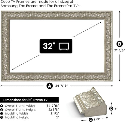 Tuscan Pearl 32" Premiere Deco TV Frame - Compatible ONLY with Samsung The Frame TVs (Fits 2021-2025, LS03A, LS03B, LS03C, LS03D, LS03FA)