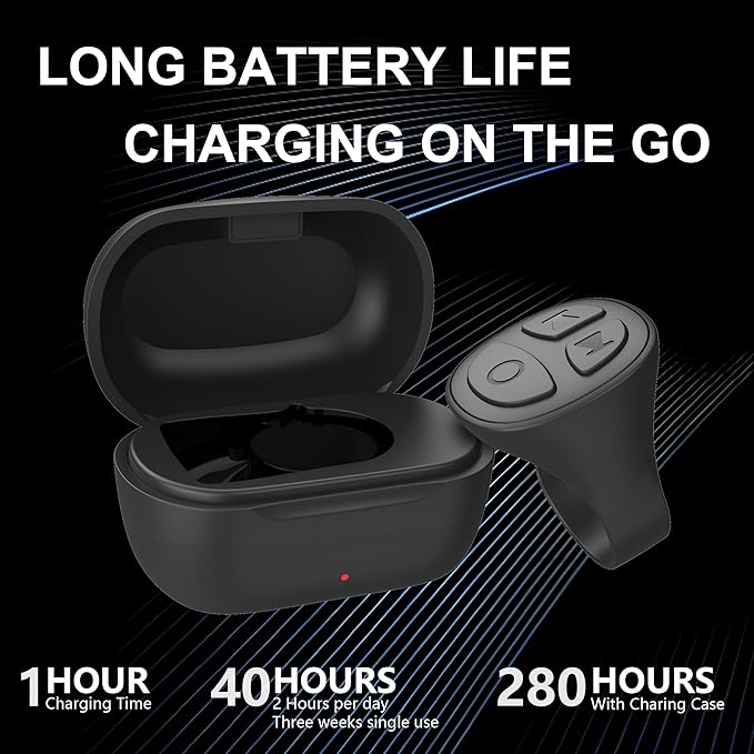 TikTok Scrolling Ring Bluetooth Camera Remote Control Page Turner for iPhone iPad Android Tablet Ebook Reading Scrolling Ring for iPhone TikTok (Graphite Black with Charging Case)