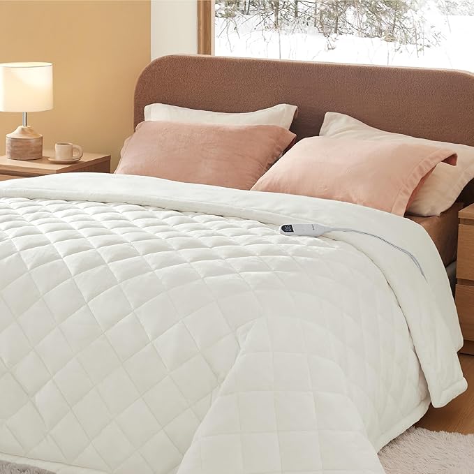 Bedsure Electric Blanket Full Size - Heated Weighted Blanket Full with 6 Heat Settings, Fasting with 10 Time Settings & 8 Hours Auto-Off (72x84 inches, Ivory)