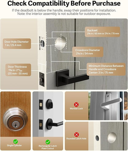 Lockin Veno Smart Deadbolt Lock with Palm Vein, Keyless Entry Smart Lock for Front Door with Doorbell, Fingerprint Lock with Built-in WiFi, App Remote Control, 7-Month Battery Life, IP65 Waterproof
