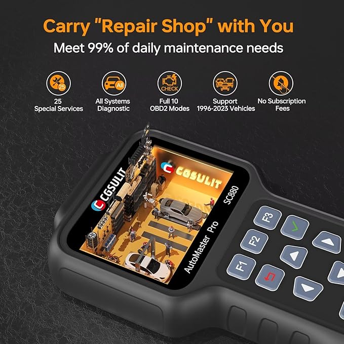 CGSULIT SC880 All System OBD2 Scanner with 25 Special Services, ABS SRS Transmission Engine TPMS Code Reader, Airbag/Oil/EPB/SAS/Throttle/Brake/BMS Reset, ABS Bleed Scan Tool, Free Update, Auto VIN