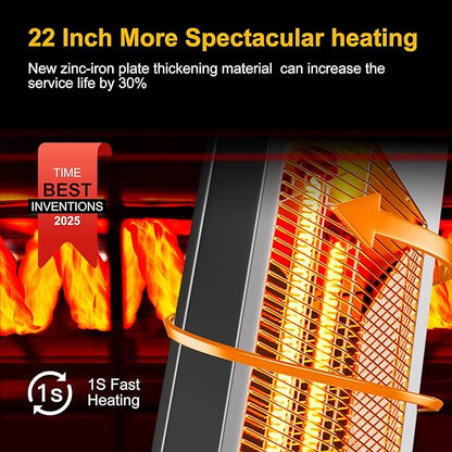 Outdoor Heaters for Patio,1500W Electric Infrared Radiant Heater with Remote,37” Portable Tower Space Heater with 12H Timer,Tip-over Protection for Garage,Porch,Indoor,Silver