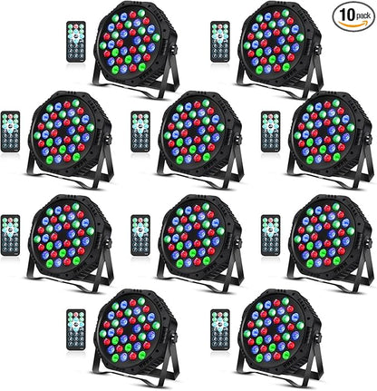 36 LED Par Lights, RGB Par Can Light Stage Lights, 10 Modes DJ Lights Stage Lighting Uplights with Sound Activated Remote Control & DMX Uplights for Events Wedding Party