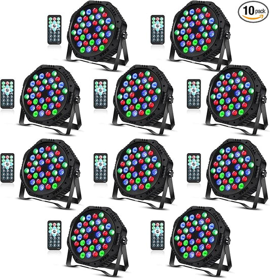 36 LED Par Lights, RGB Par Can Light Stage Lights, 10 Modes DJ Lights Stage Lighting Uplights with Sound Activated Remote Control & DMX Uplights for Events Wedding Party