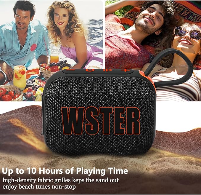 Portable Bluetooth Speaker, Wireless Portable Bluetooth Speaker with FM Radio BT5.3 TF Card USB, Stereo Sound TWS Pairing, Small Speaker with Strap for Travel Home &Outdoor Camping, Gift for Kids/Boys