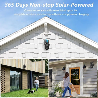 GALAYOU Solar Camera Outdoor Wireless- 2.4GHz WiFi Home Security Cameras with Solar/Battery Powered, Color Night Vision, PIR Sensor, IP65 Waterproof & Easy to Install, Work with Alexa, R1 1P Black