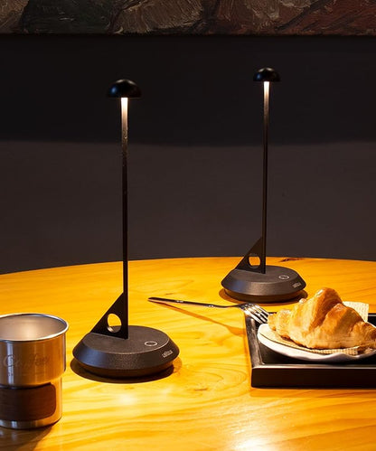 Cordless Table Lamp - LUME, Geometric Aesthetics, Magnetic Charging, Dimmable & Adjustable Lighting, IP65 - Portable Rechargeable LED Lamp for HoReCa, Bedroom, Living Room, Outdoor Use (Black)