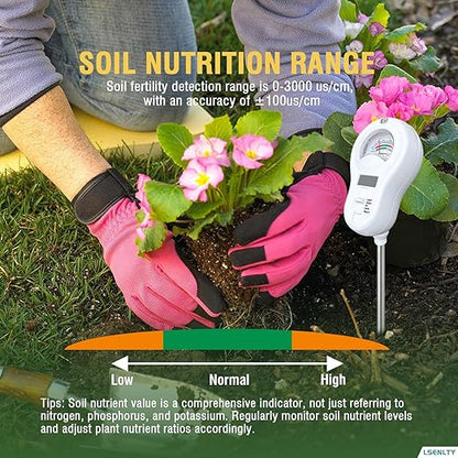 Soil Moisture Meter, 6-in-1 Soil pH Meter, Measures Temperature, Humidity, Light Intensity, nutrients, pH, and Ambient Humidity. Suitable for Horticulture, lawns, and Agriculture