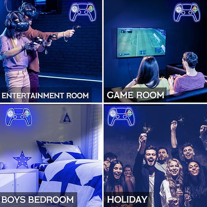 Gamer Neon Sign, Gamepad Shaped LED Neon Sign for Gamer Room Decor, Gaming Neon Sign for Boys Room Decor, Neon Gaming Sign for Gaming Wall Decor, USB Powered Gamer Gifts for Teens, Boys, Kids