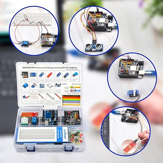 OSOYOO WiFi Internet of Things Learning Kit for Arduino | Include ESP8266 WiFi Shiled | Smart IOT Mechanical DIY Coding for Kids Teens Adults Programming Learning How to Code