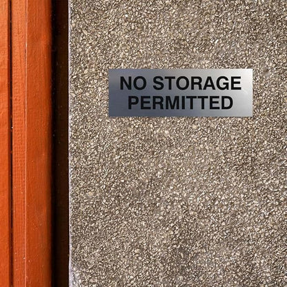 Signs ByLITA Basic No Storage Permitted Sign | Powerful Foam Tape (Navy Blue/White) - Large
