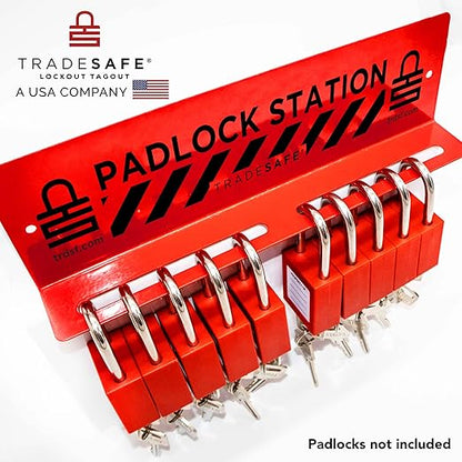 TRADESAFE Lockout Tagout Locks Station - Loto Station Holds up to 10 Safety Padlocks, Loto Locks Rack with No Lock Out Tag Out Padlocks Included