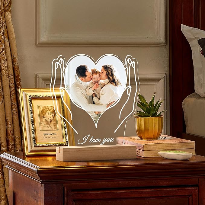 Custom Picture Frames with Photo, Customized Photo Frame, Personalized Picture Frame, Customized Birthday Valentines Day Gifts for Women Men Mom Dad Baby Kids Grandma Grandpa Family