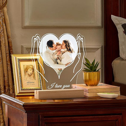 Custom Picture Frames with Photo, Customized Photo Frame, Personalized Picture Frame, Customized Birthday Valentines Day Gifts for Women Men Mom Dad Baby Kids Grandma Grandpa Family