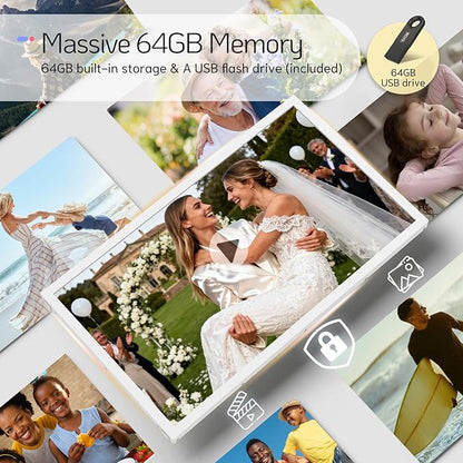 NexFoto Touchscreen Digital Picture Frame Large 21.5 Inch, WiFi Digital Photo Frame 64GB, Add Photos from Google Photos, Upload via App/USB/Micro SD, Gifts for Christmas/Mom/Grandparents, White