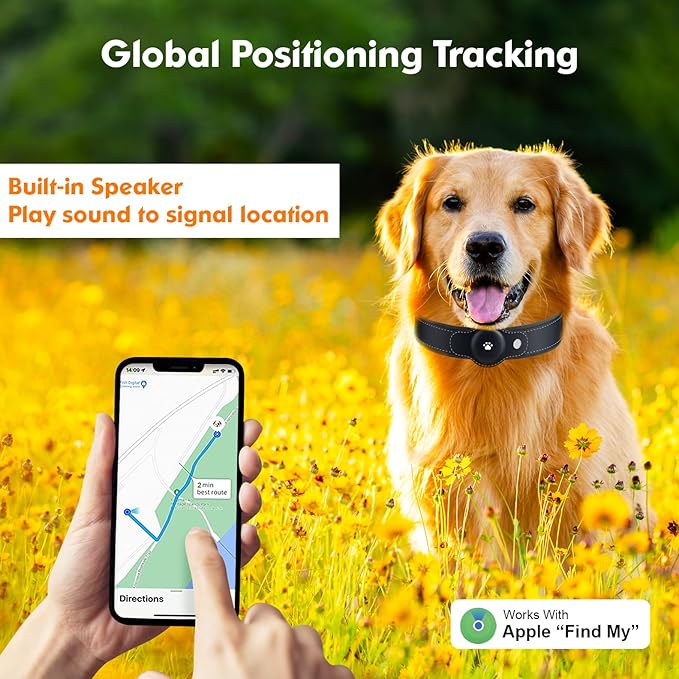 2-in-1 GPS Tracker for Dogs&Cats : Smart Collar with Real-Time Location, No Monthly Fee, Unlimited Range (iOS Only) GPS Tracker Dog Collar- Ideal for Small, Medium Large Dogs(Tracker Included)