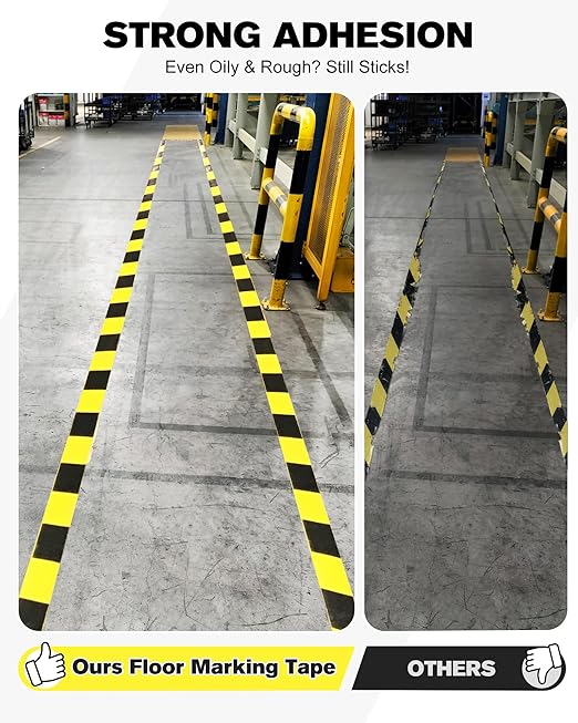 Avery Dennison Safety Floor Tape 2 Inch x 108 FT, Heavy-Duty PVC Forklift-Resistant, High-Visibility Reflective for Warehouse/Factory/Parking, Black & Yellow, ROHS/Reach Certified (1 Roll)