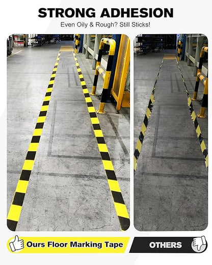 Avery Dennison Safety Floor Tape 2 Inch x 108 FT, Heavy-Duty PVC Forklift-Resistant, High-Visibility Reflective for Warehouse/Factory/Parking, Black & Yellow, ROHS/Reach Certified (3 Rolls)