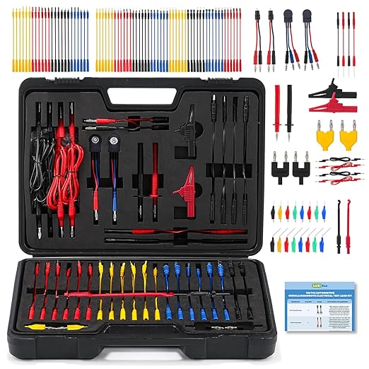 110-PCS Automotive Multimeter Test Leads Kit with Alligator Clips, Banana Plugs & Probes – Professional Circuit Diagnostic Tool for Cars, Trucks, RV (110-PCS)